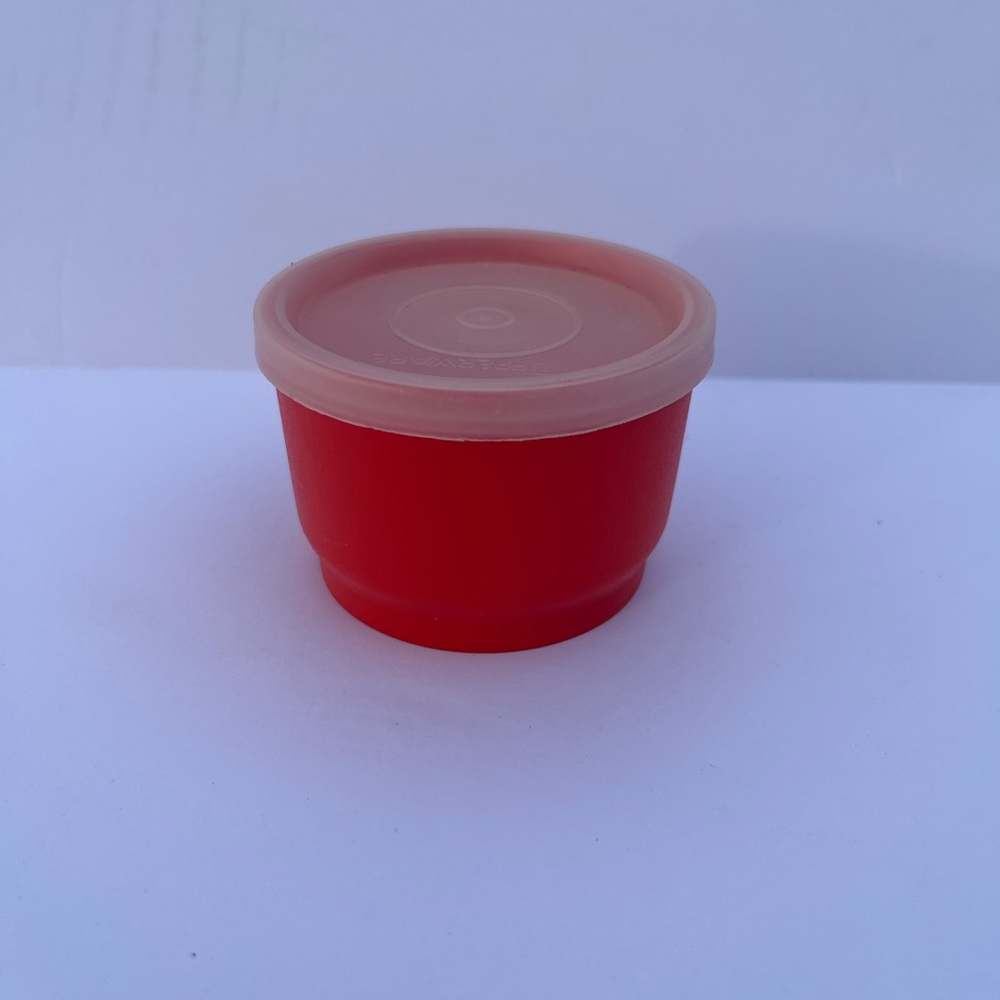 Round Orange Red Tupperware Snack Cup Dip Cup #1229 Vintage